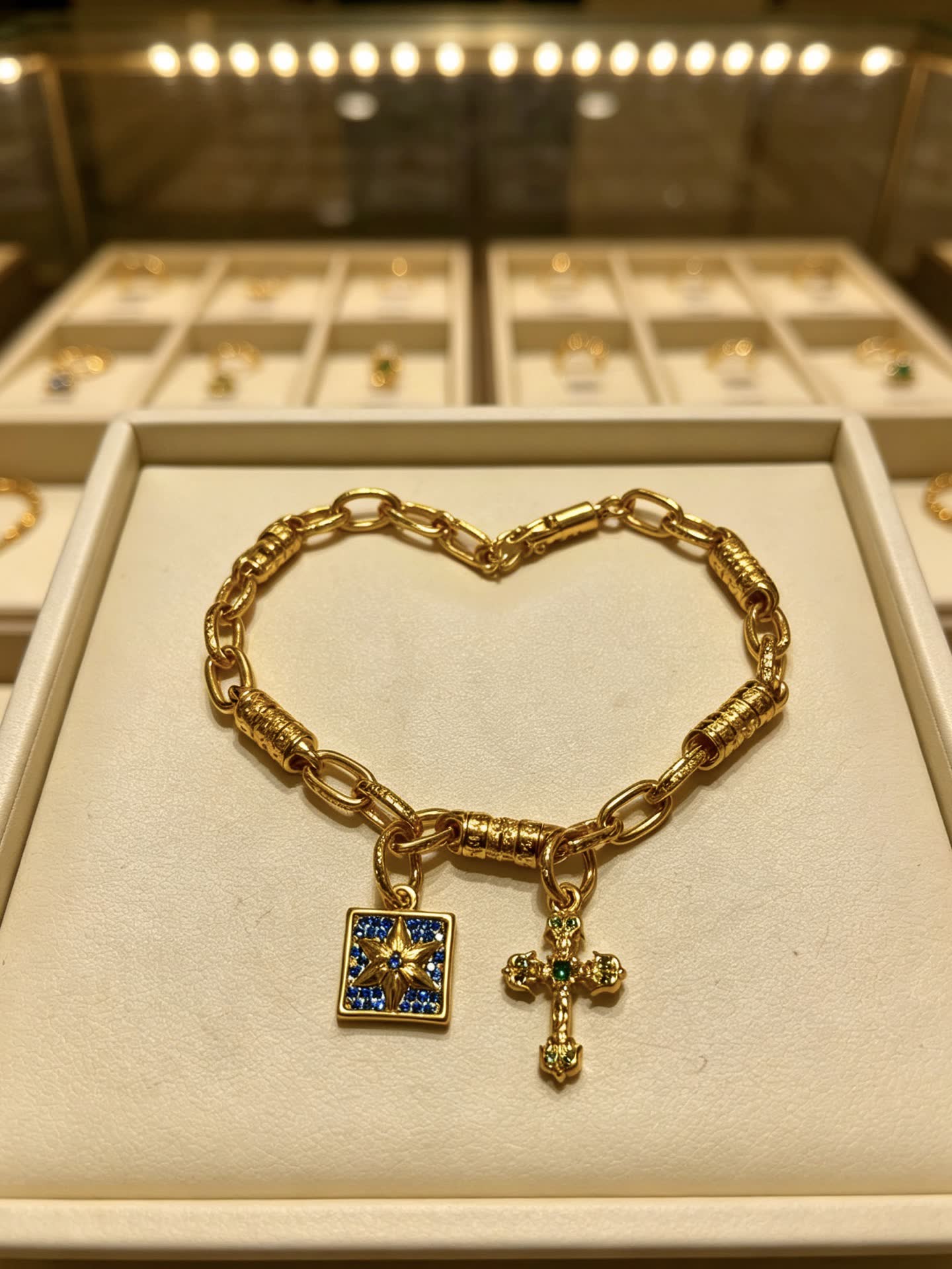 Chrome Hearts Gold Tone Bracelet with Charms